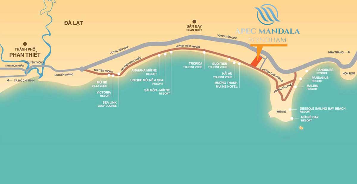 Vị trí đắc địa dự án Apec Mandala Wyndham Mũi Né